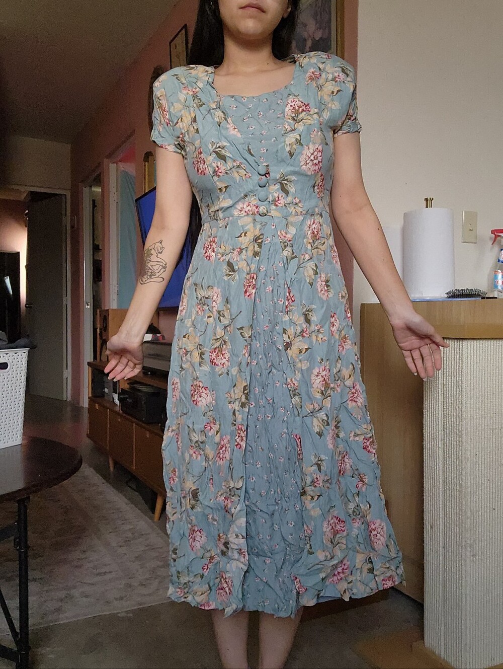 Vintage Erika Midi Floral Dress Small